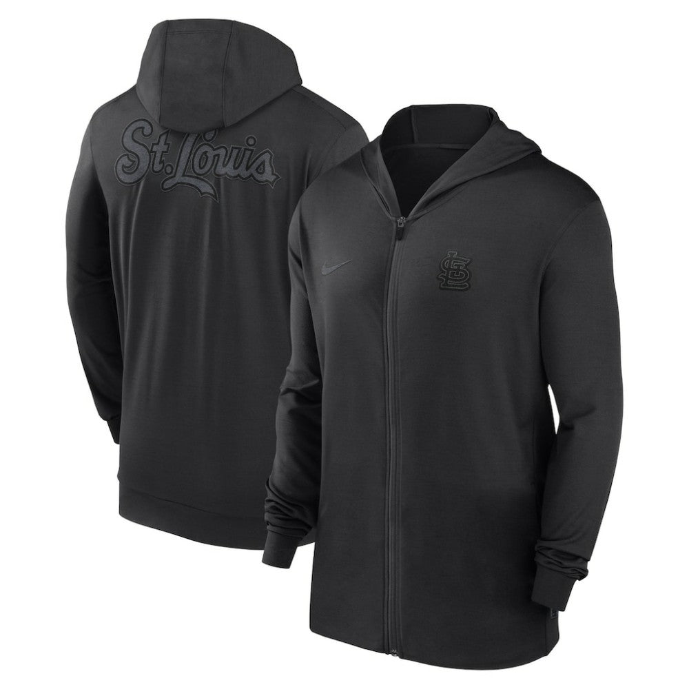 St. Louis Cardinals Authentic Collection Travel Performance Lightweight Full-Zip Hoodie - Black | Nike