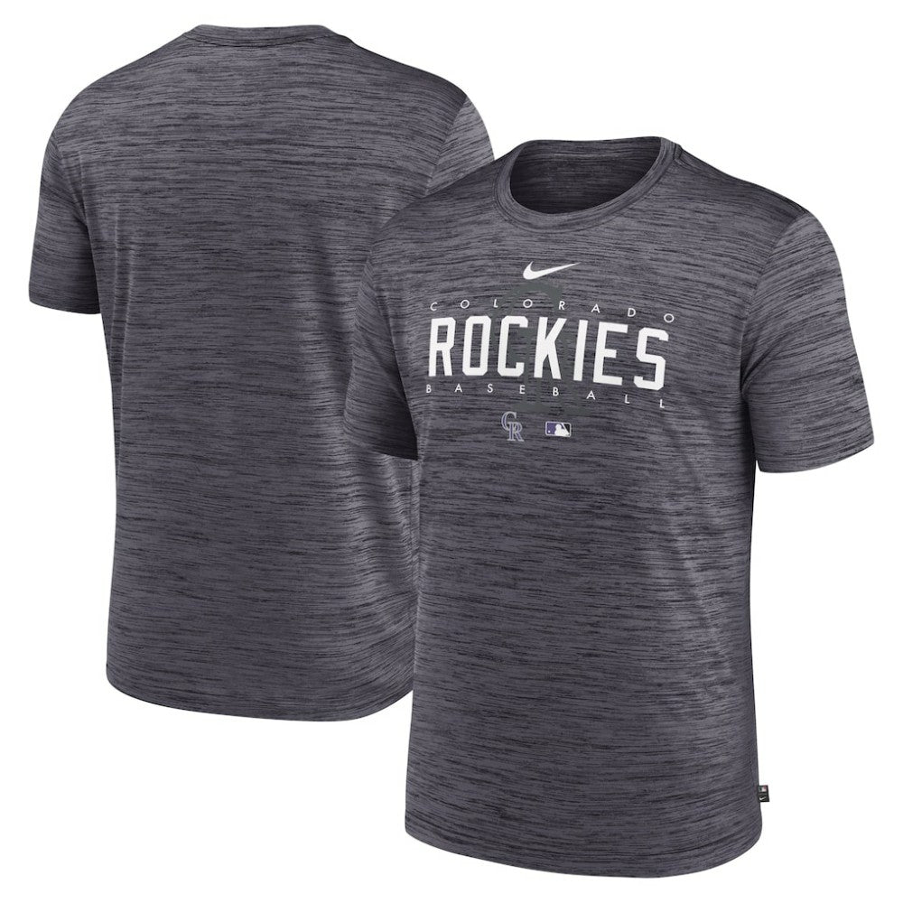 Colorado Rockies Authentic Collection Velocity Performance Practice T-Shirt - Heather Charcoal | Nike
