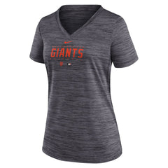 San Francisco Giants Women's Authentic Collection Velocity Practice Performance V-Neck T-Shirt - Black | Nike