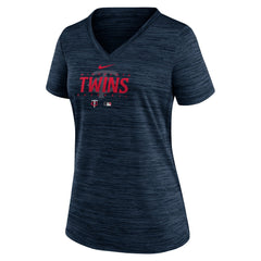 Minnesota Twins Women's Authentic Collection Velocity Practice Performance V-Neck T-Shirt - Navy | Nike