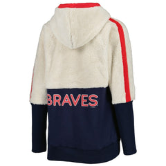 Atlanta Braves G-III 4Her by Carl Banks Women's Shuffle It Raglan Full-Zip Hoodie - Oatmeal/Navy