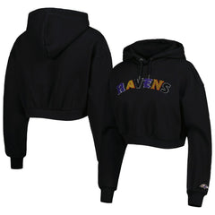 NFL Baltimore Ravens The Wild Collective Women's Cropped Pullover Hoodie
