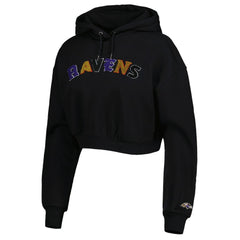 NFL Baltimore Ravens The Wild Collective Women's Cropped Pullover Hoodie