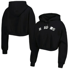 NFL Las Vegas Raiders The Wild Collective Women's Cropped Pullover Hoodie