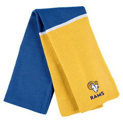 NFL Los Angeles Rams WEAR by Erin Andrews Women's Colorblock Cuffed Knit Hat with Pom and Scarf Set