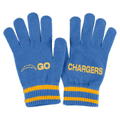 NFL Los Angeles Chargers WEAR by Erin Andrews Women's Double Jacquard Cuffed Knit Hat with Pom and Gloves Set