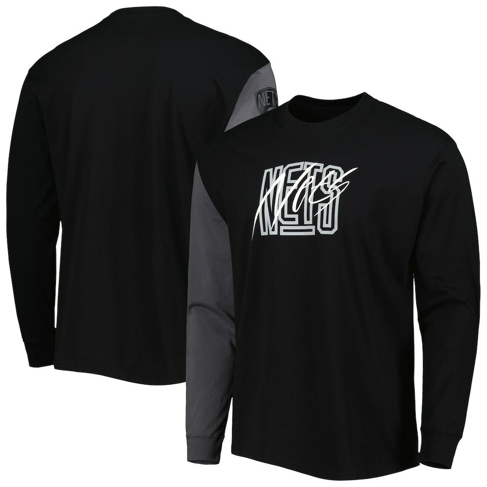 Brooklyn Nets Courtside Versus Flight MAX90 Long Sleeve T-Shirt - Black | Nike shop