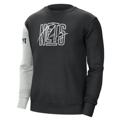 Brooklyn Nets Courtside Versus Force & Flight Pullover Sweatshirt - Black/Heather Gray | Nike sale
