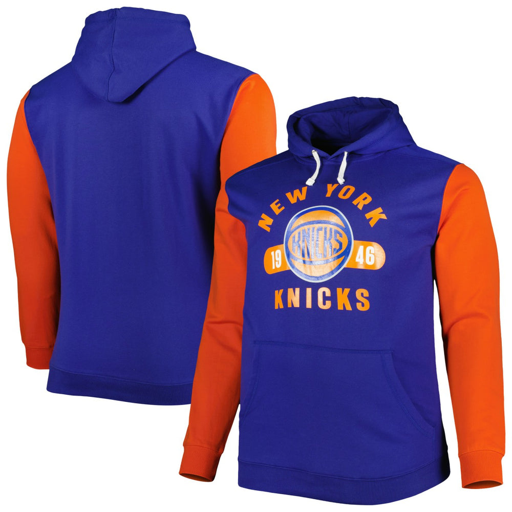 New York Knicks Big & Tall Bold Attack Pullover Hoodie - Blue/Orange | Fanatics for sale