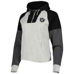 NFL Las Vegas Raiders Antigua Women's Lightweight Jackpot Raglan Half-Zip Pullover Hoodie
