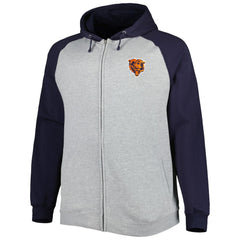 NFL Chicago Bears Big & Tall Fleece Raglan Full-Zip Hoodie Jacket
