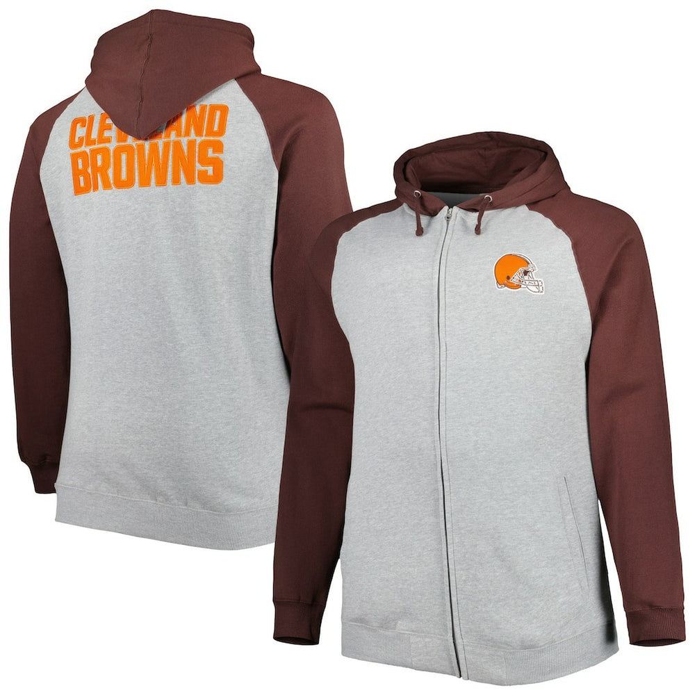 NFL Cleveland Browns Big & Tall Fleece Raglan Full-Zip Hoodie Jacket