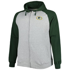 NFL Green Bay Packers Big & Tall Fleece Raglan Full-Zip Hoodie Jacket
