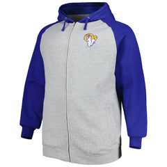 NFL Los Angeles Rams Big & Tall Fleece Raglan Full-Zip Hoodie Jacket