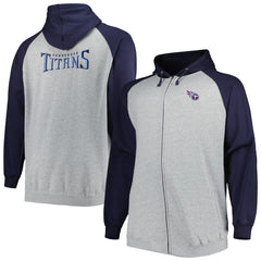 NFL Tennessee Titans Big & Tall Fleece Raglan Full-Zip Hoodie Jacket