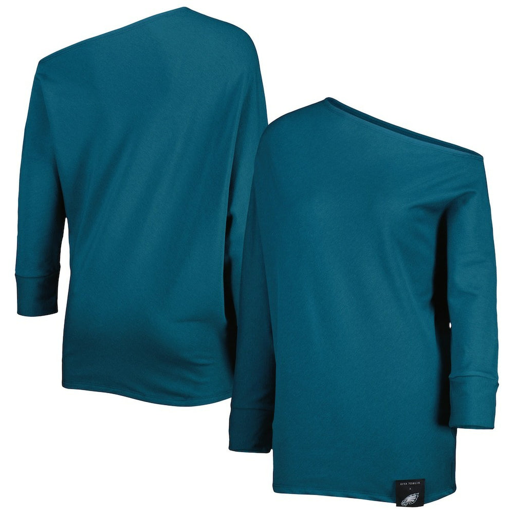NFL Philadelphia Eagles KIYA TOMLIN Women's Twisted Tri-Blend Asymmetrical 3/4-Dolman Sleeve Sweatshirt