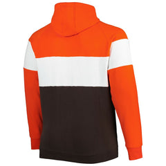 NFL Cleveland Browns Big & Tall Throwback Colorblock Fleece Raglan Pullover Hoodie