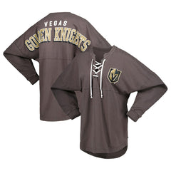 Vegas Golden Knights Fanatics Women's Spirit Lace-Up V-Neck Long Sleeve Jersey T-Shirt