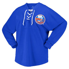 New York Islanders Fanatics Women's Spirit Lace-Up V-Neck Long Sleeve Jersey T-Shirt