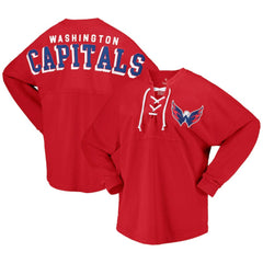 Washington Capitals Fanatics Women's Spirit Lace-Up V-Neck Long Sleeve Jersey T-Shirt
