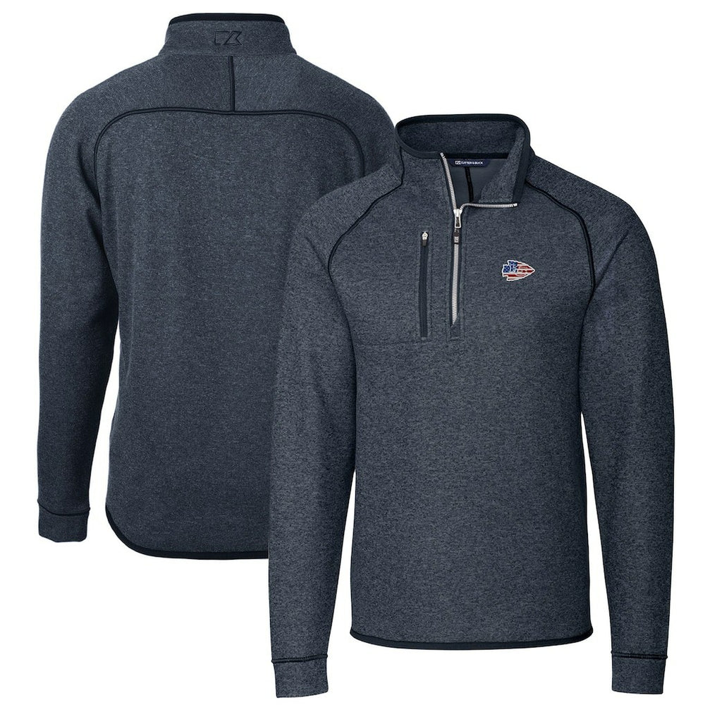 NFL Kansas City Chiefs Cutter & Buck Big & Tall Mainsail Sweater Knit Half-Zip Pullover Jacket