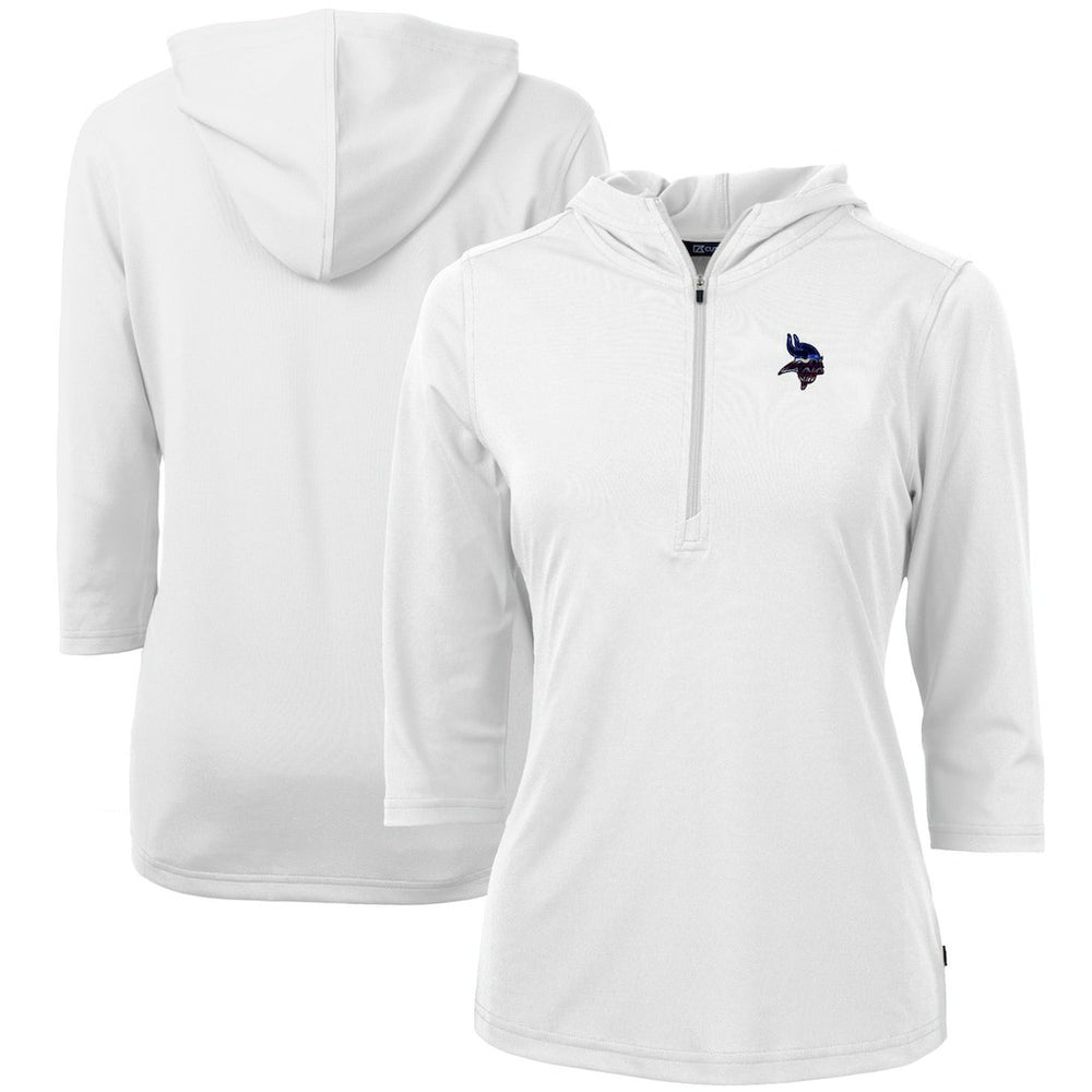 NFL Minnesota Vikings Cutter & Buck Women's Virtue Eco Pique 3/4 Sleeve Half-Zip Pullover Hoodie
