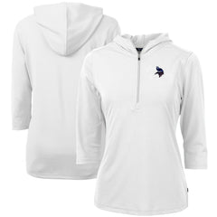 NFL Minnesota Vikings Cutter & Buck Women's Virtue Eco Pique 3/4 Sleeve Half-Zip Pullover Hoodie