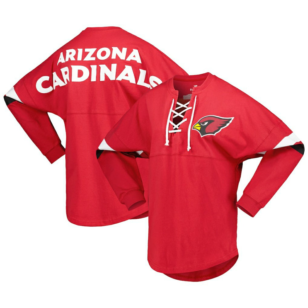 NFL Arizona Cardinals Women's Spirit Jersey Lace-Up V-Neck Long Sleeve T-Shirt