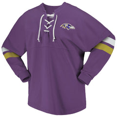 NFL Baltimore Ravens Women's Spirit Jersey Lace-Up V-Neck Long Sleeve T-Shirt