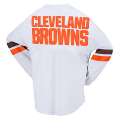 NFL Cleveland Browns Women's Spirit Jersey Lace-Up V-Neck Long Sleeve T-Shirt