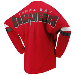 NFL Tampa Bay Buccaneers Women's Spirit Jersey Lace-Up V-Neck Long Sleeve T-Shirt