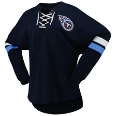 NFL Tennessee Titans Women's Spirit Jersey Lace-Up V-Neck Long Sleeve T-Shirt