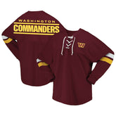 NFL Washington Commanders Women's Spirit Jersey Lace-Up V-Neck Long Sleeve T-Shirt