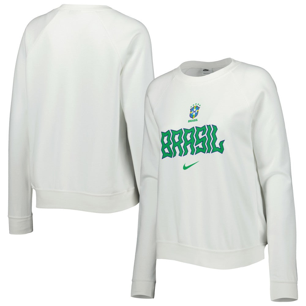 Brazil National Team Women's Lockup Varsity Tri-Blend Raglan Pullover Sweatshirt / Soccer Discount