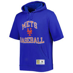 New York Mets Cooperstown Collection Washed Fleece Pullover Short Sleeve Hoodie - Royal | Mitchell & Ness