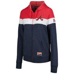 Atlanta Braves Women's Colorblock Full-Zip Hoodie Jacket - Heather Navy | New Era