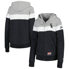 Chicago White Sox Women's Colorblock Full-Zip Hoodie Jacket - Heather Black | New Era
