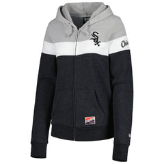 Chicago White Sox Women's Colorblock Full-Zip Hoodie Jacket - Heather Black | New Era