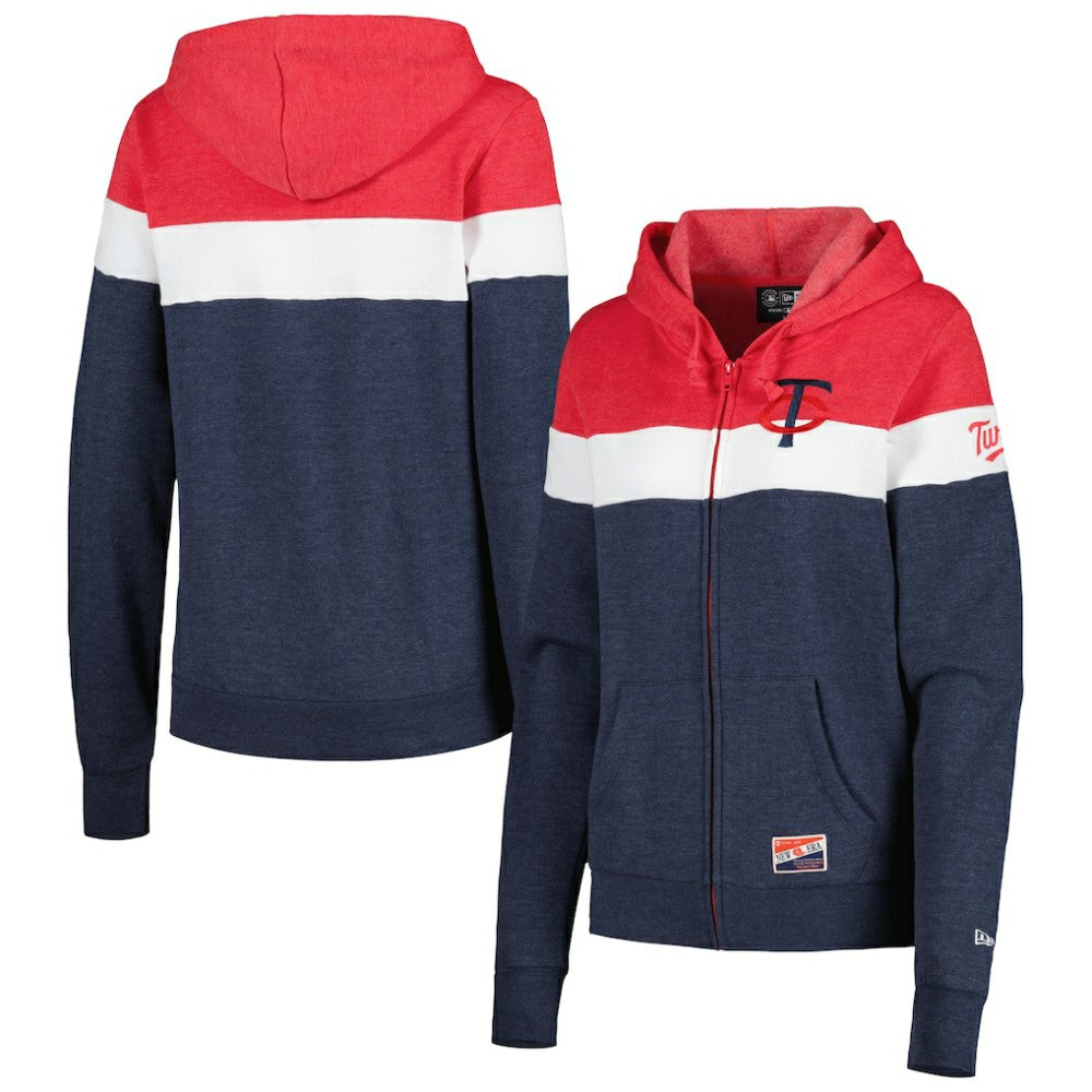 Minnesota Twins Women's Colorblock Full-Zip Hoodie Jacket - Heather Navy | New Era