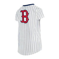 Boston Red Sox Girls Youth Pinstripe V-Neck T-Shirt - White | New Era