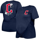 Cleveland Guardians Women's Plus Size Two-Hit Front Knot T-Shirt - Navy | New Era