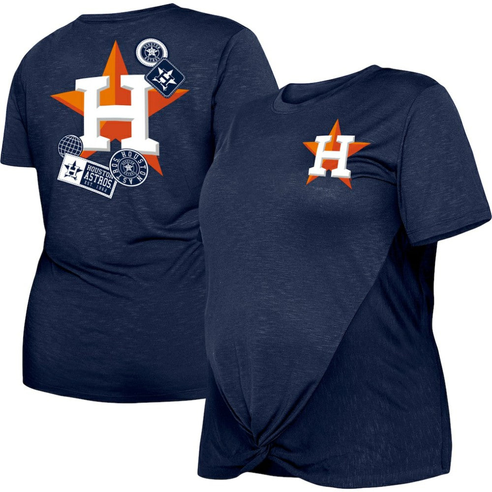 Houston Astros Women's Plus Size Two-Hit Front Knot T-Shirt - Navy | New Era