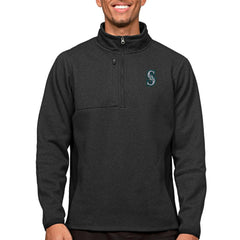 Seattle Mariners Antigua Course Quarter-Zip Pullover Top - Heathered Black