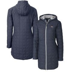 NFL Denver Broncos Cutter & Buck Women's Rainier Primaloft Eco Hooded Long Lightweight Coat