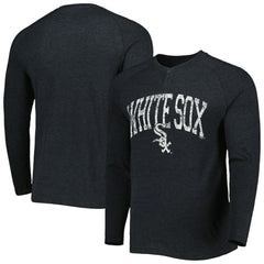 Chicago White Sox Concepts Sport Inertia Raglan Long Sleeve Henley Top - Heather Black
