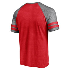 Minnesota Twins Utility Two-Stripe Raglan Tri-Blend T-Shirt - Heather Red