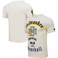 Milwaukee Brewers Pro Standard Cooperstown Collection Old English T-Shirt - Cream