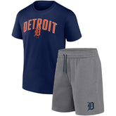 Detroit Tigers Arch T-Shirt & Shorts Combo Set - Navy/Heather Gray