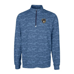 Milwaukee Brewers Cutter & Buck Big & Tall Traverse Camo Print Stretch Quarter-Zip Pullover Top - Navy