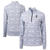 Miami Marlins Cutter & Buck Women's Traverse Camo Print Stretch Quarter-Zip Pullover Top - Charcoal